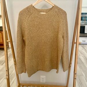 BP. oversized Tan Boulder Plaited Stitch Recycled Blend Crewneck Sweater Women M